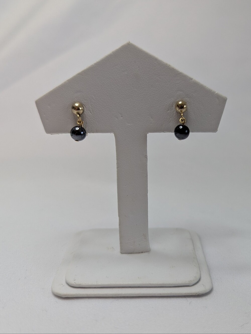 Sterling Silver Screw Back Drop Earrings with Black Hematite Beads